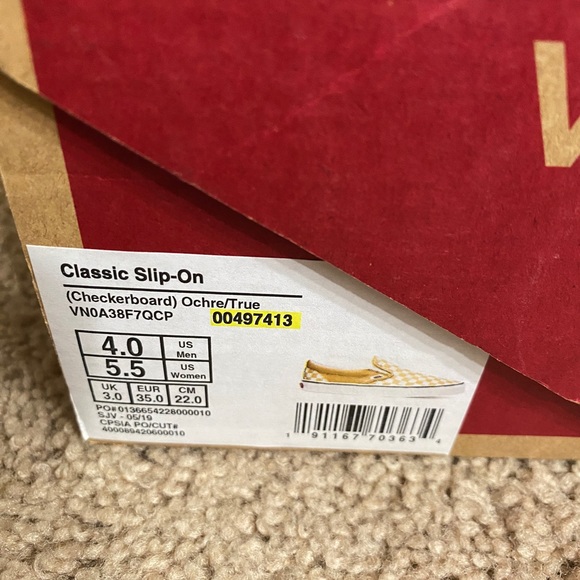 Vans - Classic Slip-On (Checkerboard) Ochre/True US Men’s Size 4, US Women’s 5.5 - Picture 8 of 10